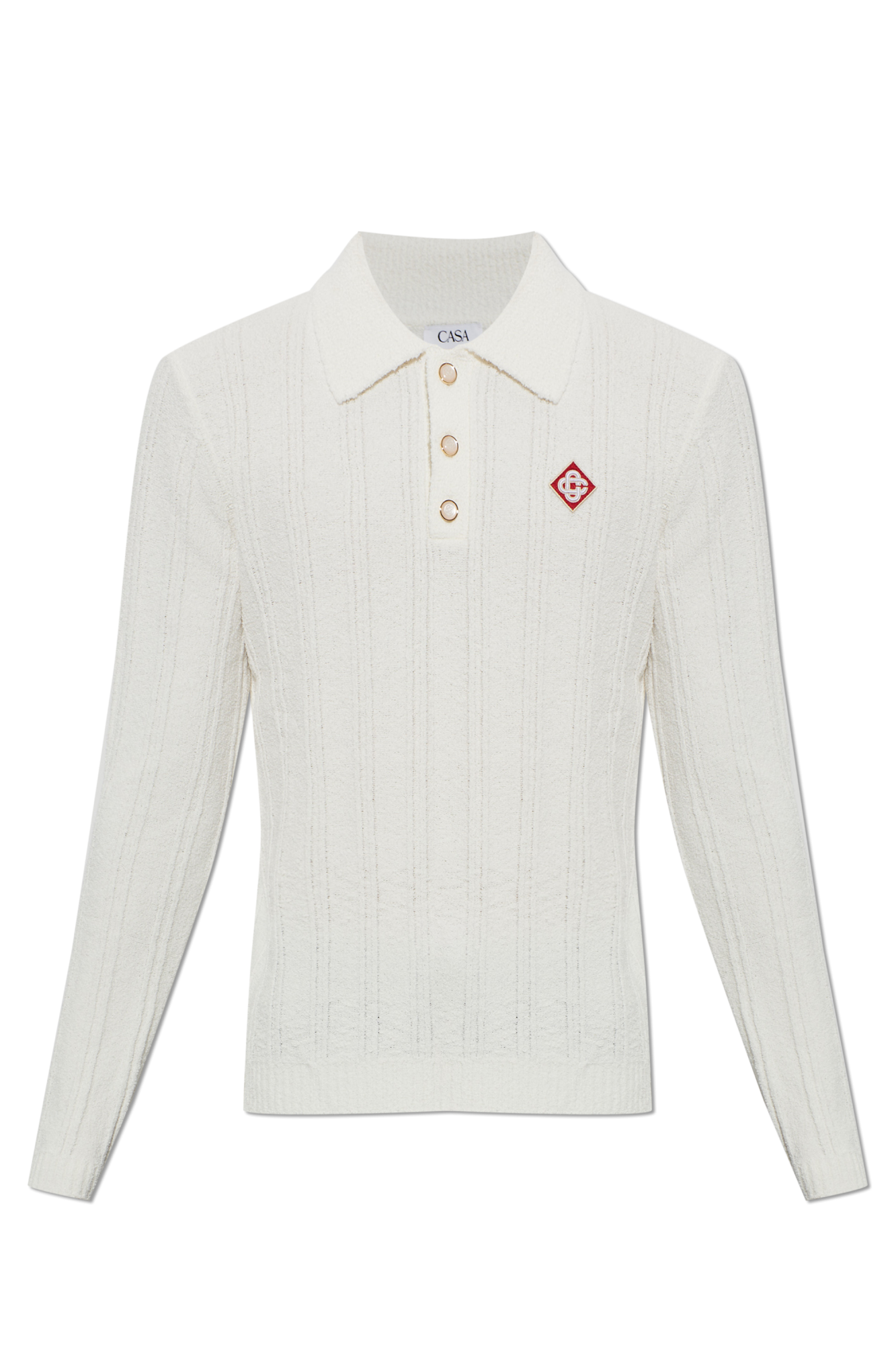 Casablanca Polo Z Długimi Rękawami, Mężczyźni, Biały