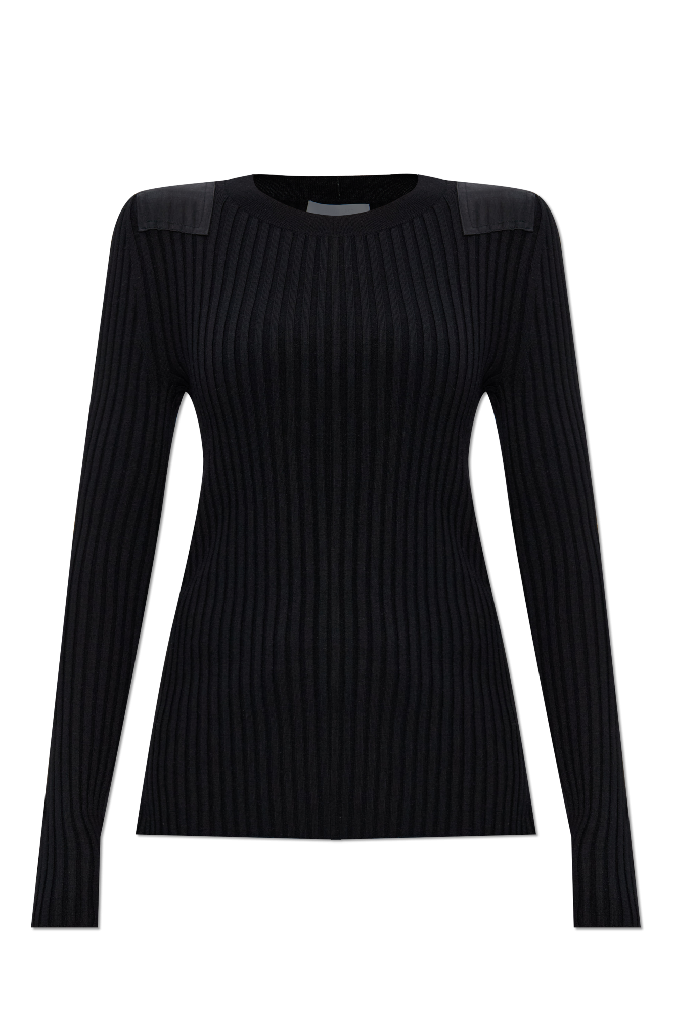 Helmut Lang Prążkowany Top Z Długimi Rękawami, Kobiety, Czarny