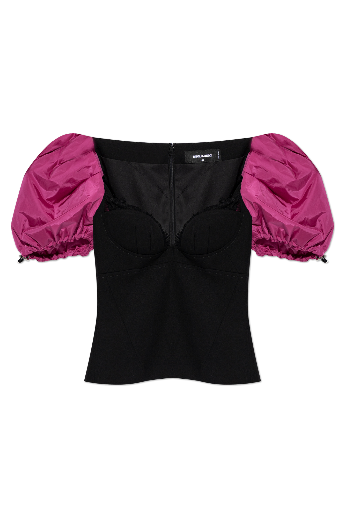 Dsquared2 Wełniany Top Z Bufiastymi Rękawami, Kobiety, Czarny
