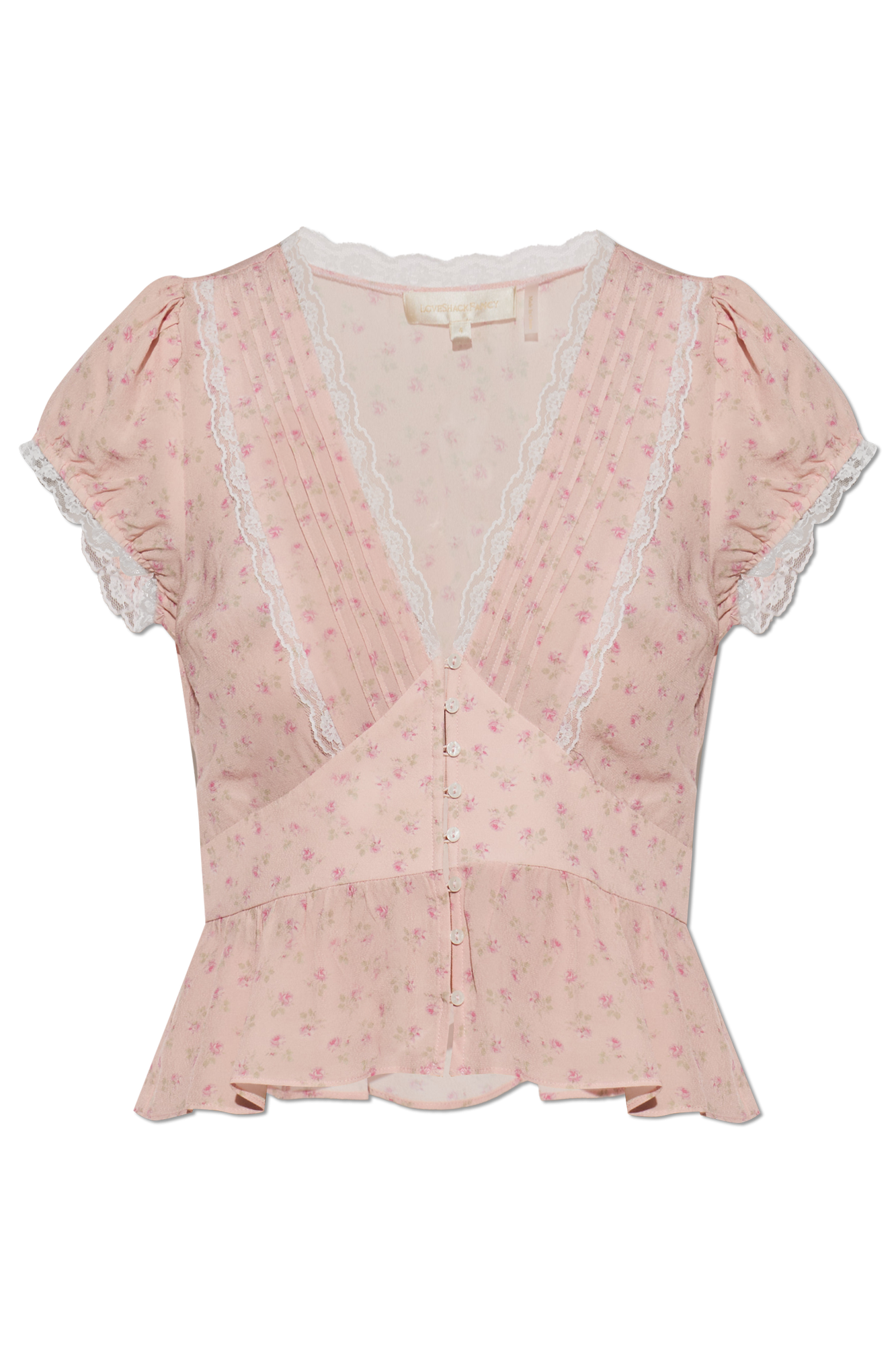 LoveShackFancy Top ‘Bondy’ Z Krótkimi Rękawami, Kobiety, Różowy