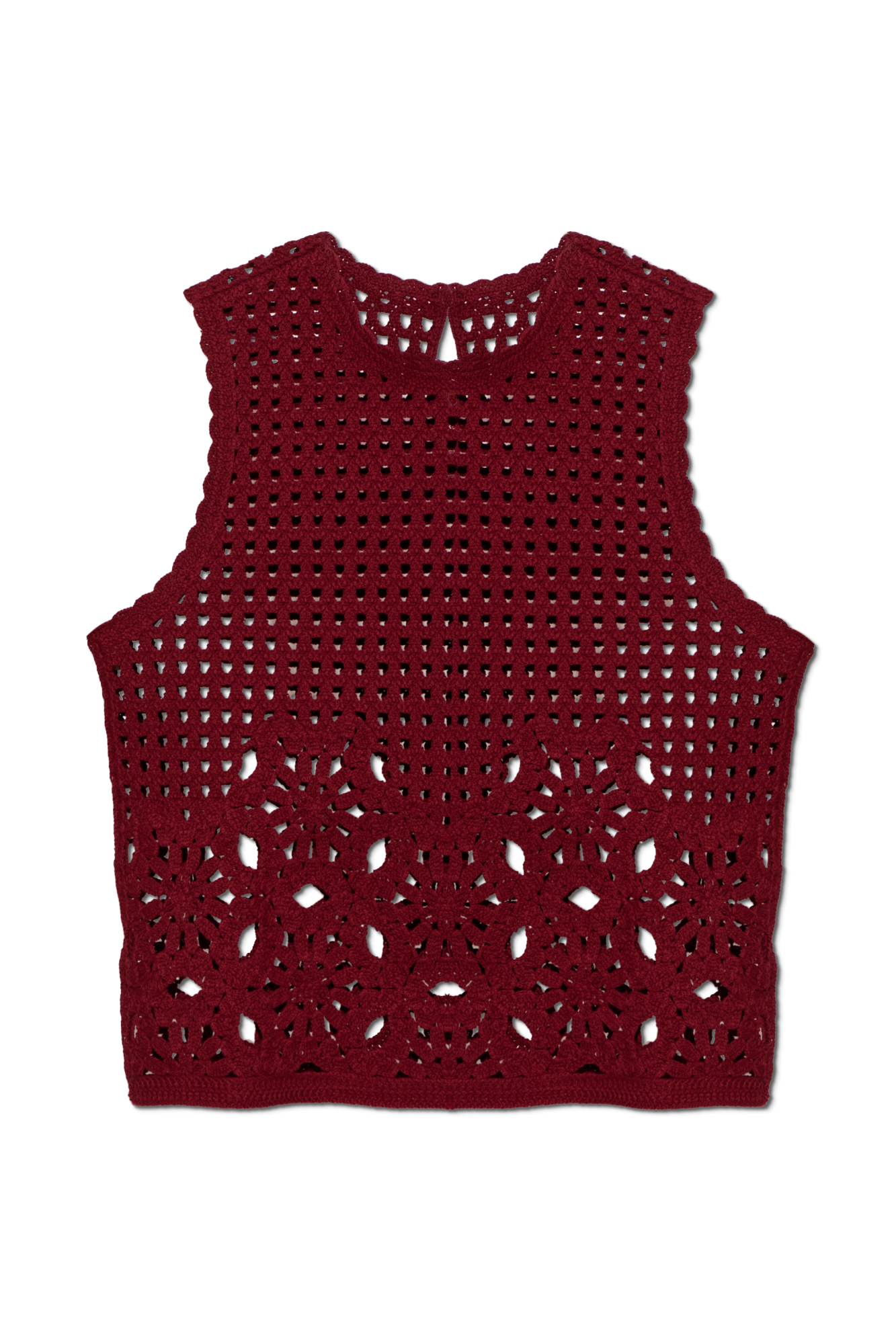 FRAME Szydełkowy Top Bez Rękawów, Kobiety, Bordo