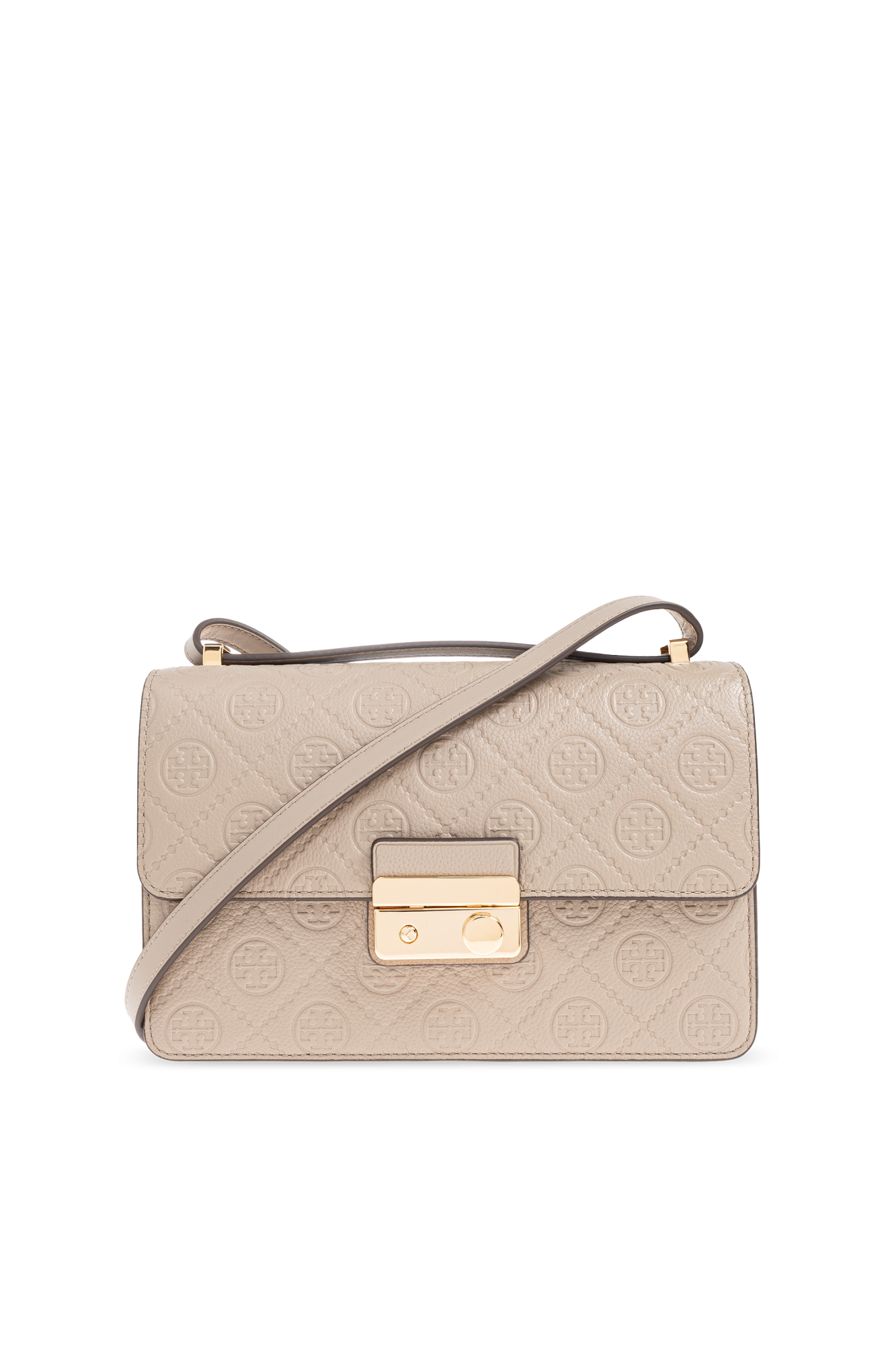 Tory Burch Torba Na Ramię `T Monogram Pebble`, Kobiety, Szary