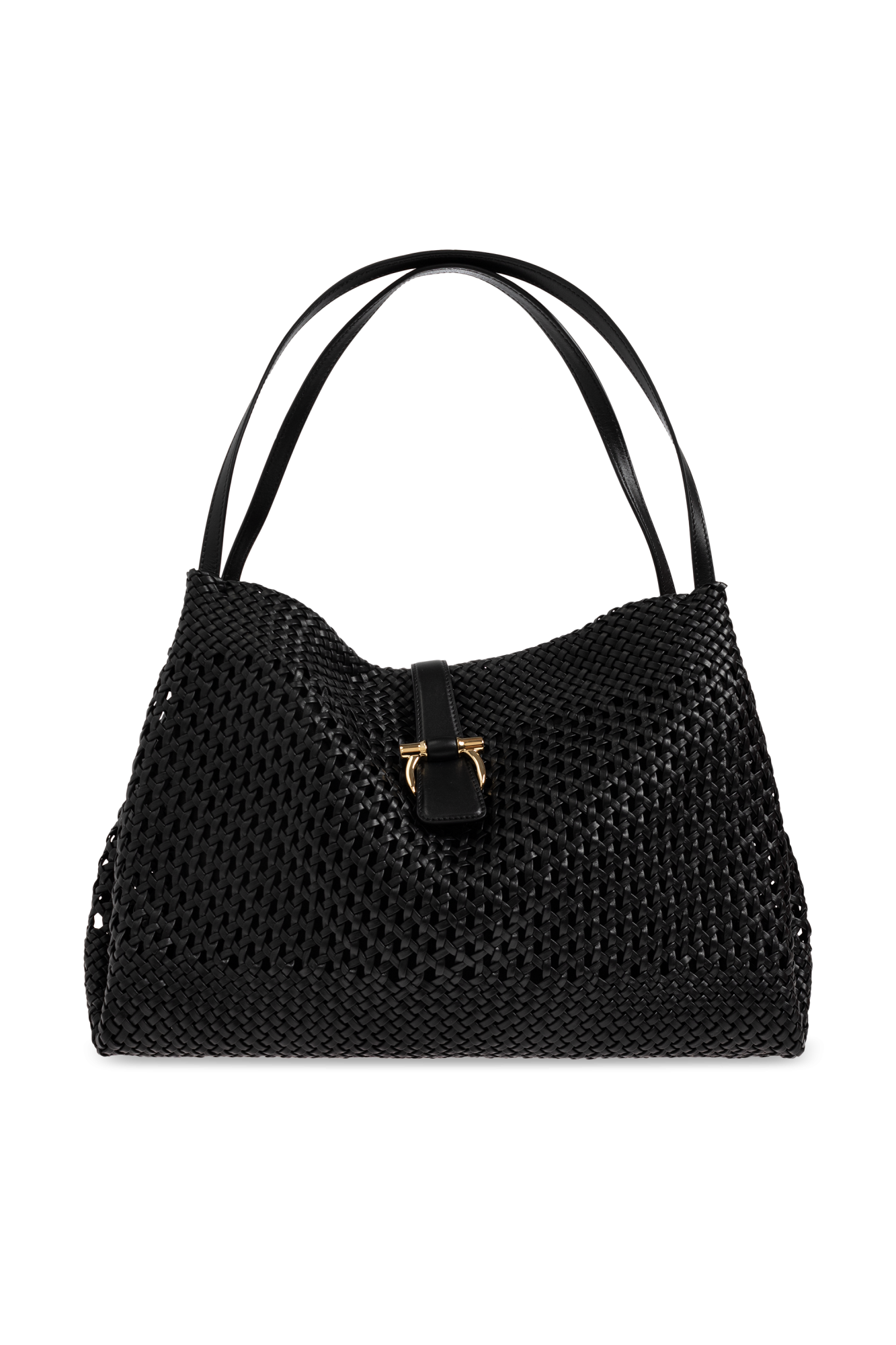 FERRAGAMO Skórzana Torba Typu `shopper`, Kobiety, Czarny