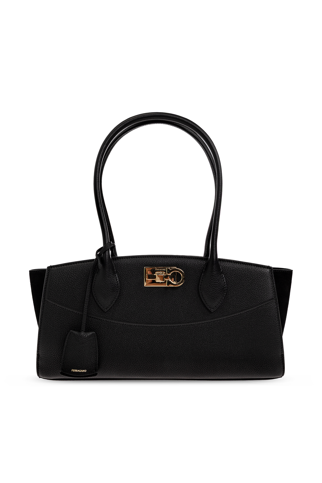 FERRAGAMO Skórzana Torba `Studio Soft Medium`, Kobiety, Czarny