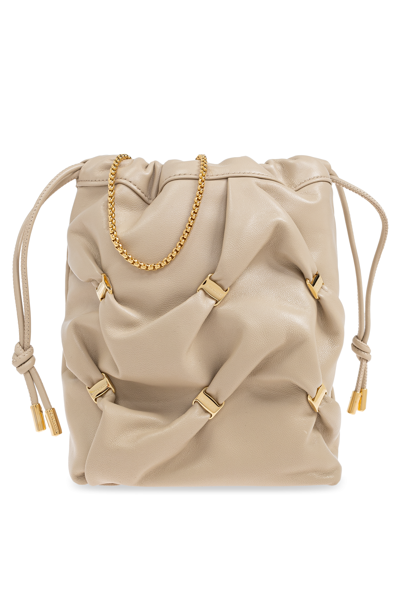 FERRAGAMO Skórzana Torba Na Ramię, Kobiety, Szary