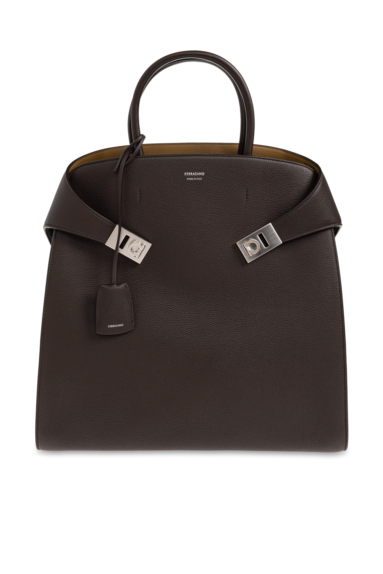 FERRAGAMO Skórzana Torba `Hug`, Mężczyźni, Brązowy