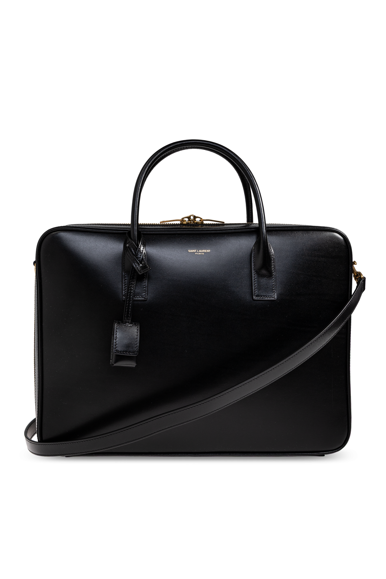 Saint Laurent Skórzana Aktówka, Mężczyźni, Czarny