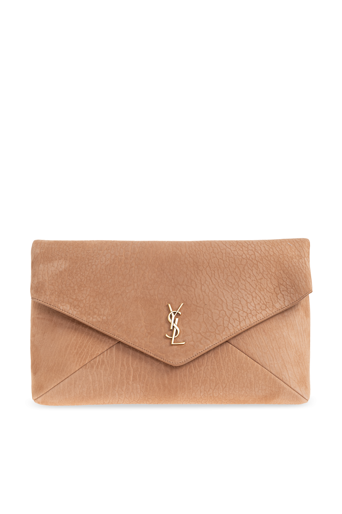 Saint Laurent Skórzana Kopertówka Z Logo, Kobiety, Beżowy
