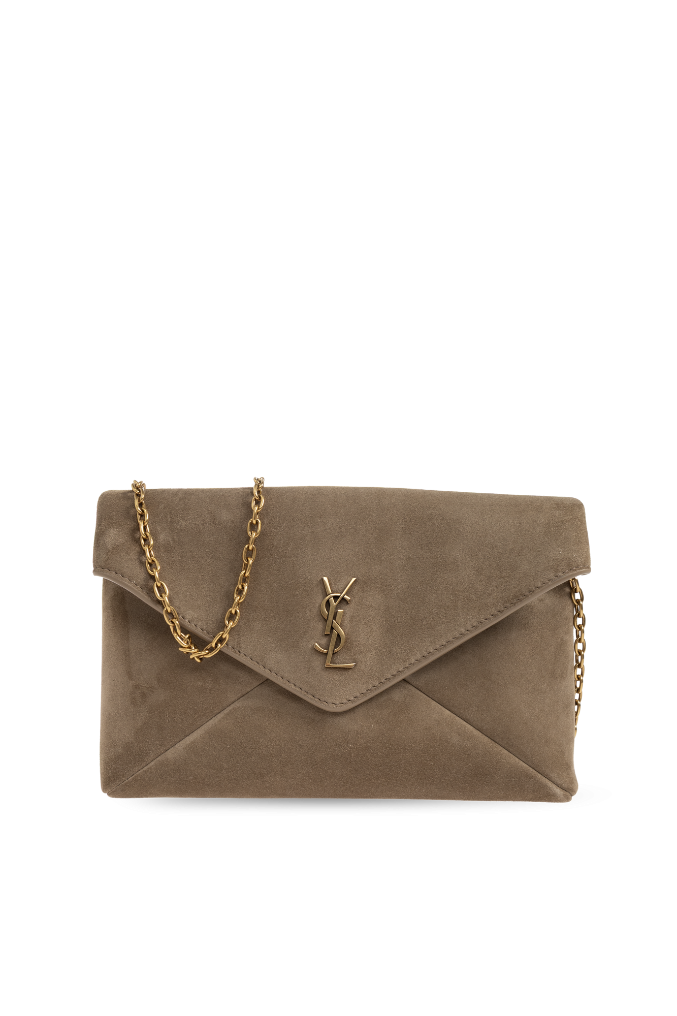 Saint Laurent Zamszowa Torba Na Ramię, Kobiety, Szary