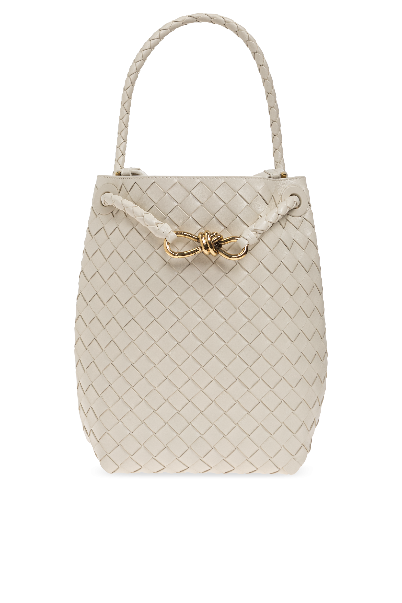 Bottega Veneta Torba Na Ramię `Andiamo Small` Typu `bucket`, Kobiety, Kremowy