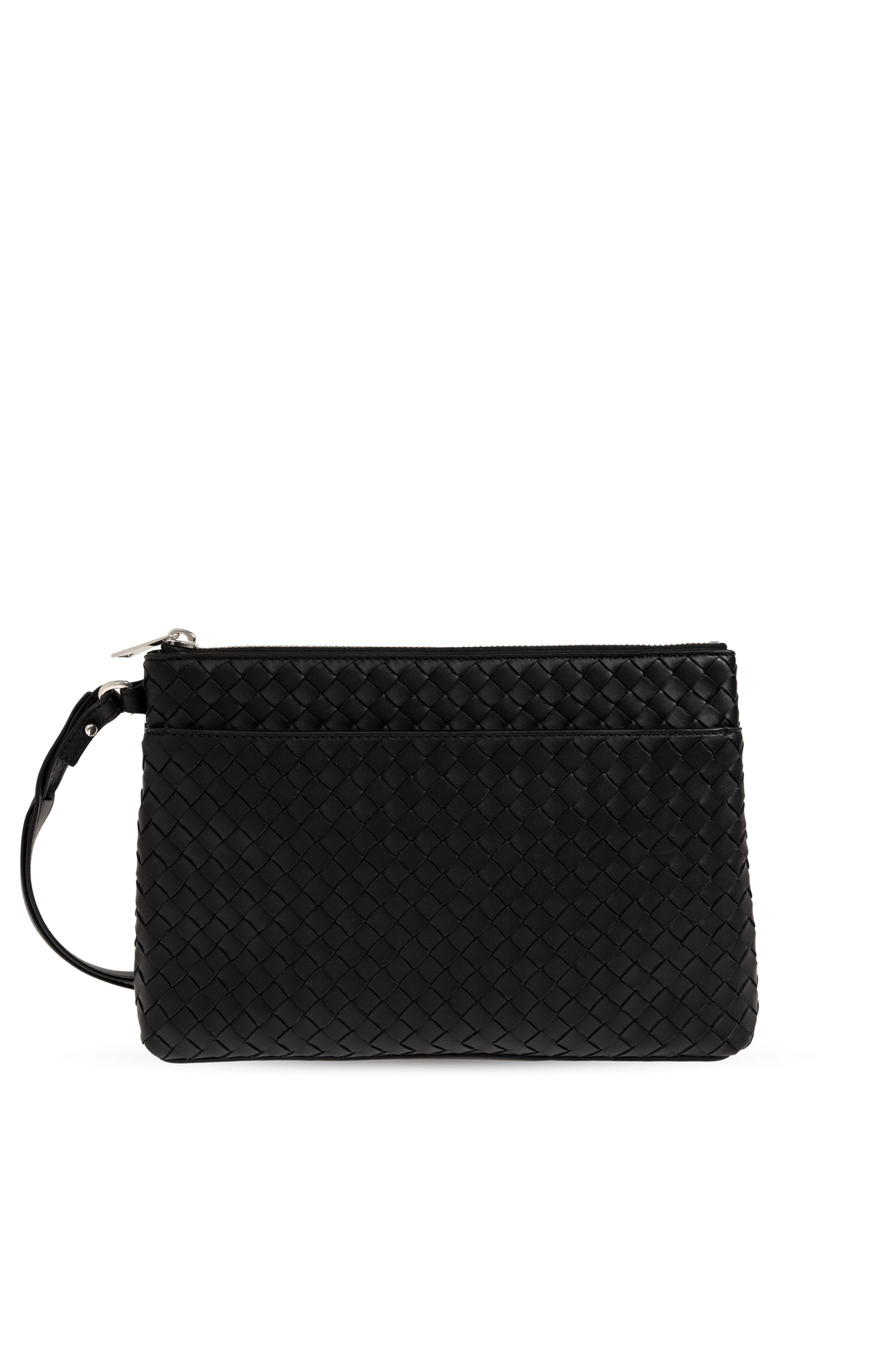 Bottega Veneta Skórzana Saszetka Z Paskiem Na Nadgarstek, Mężczyźni, Czarny