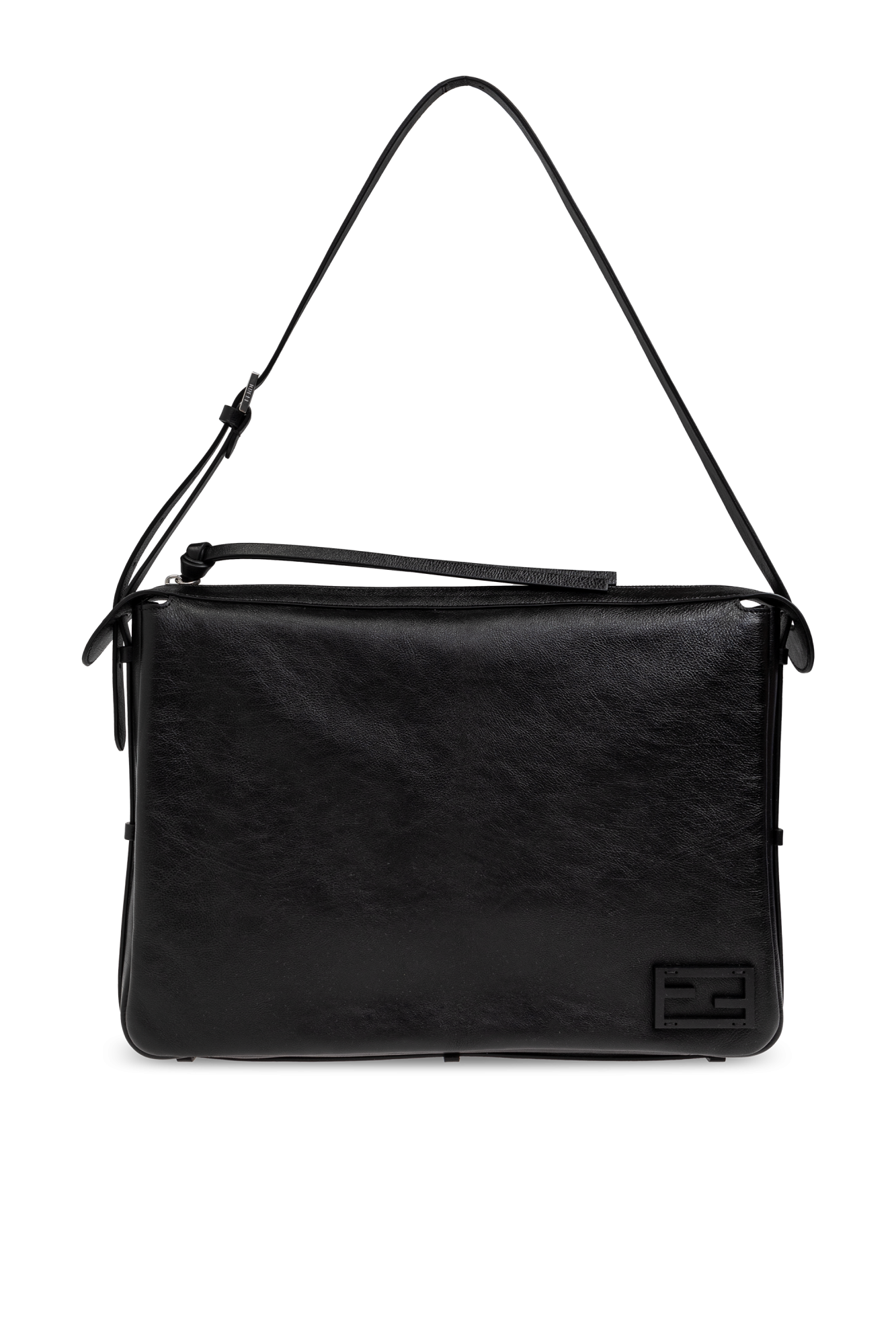 Fendi Skórzana Torba Na Ramię ‘Smiply Fendi Large’, Kobiety, Czarny