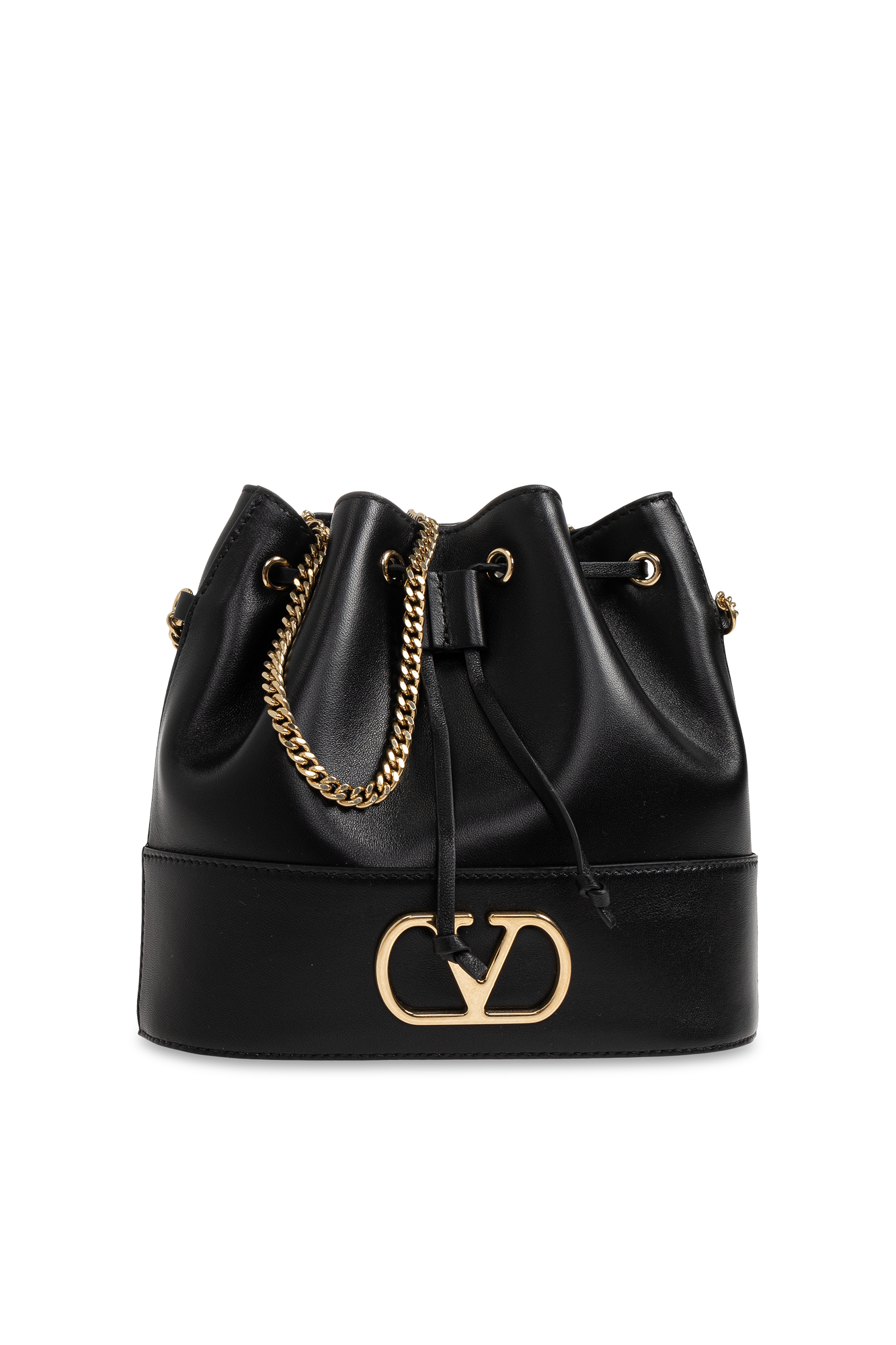 Valentino Garavani Skórzana Torba Z Logo, Kobiety, Czarny