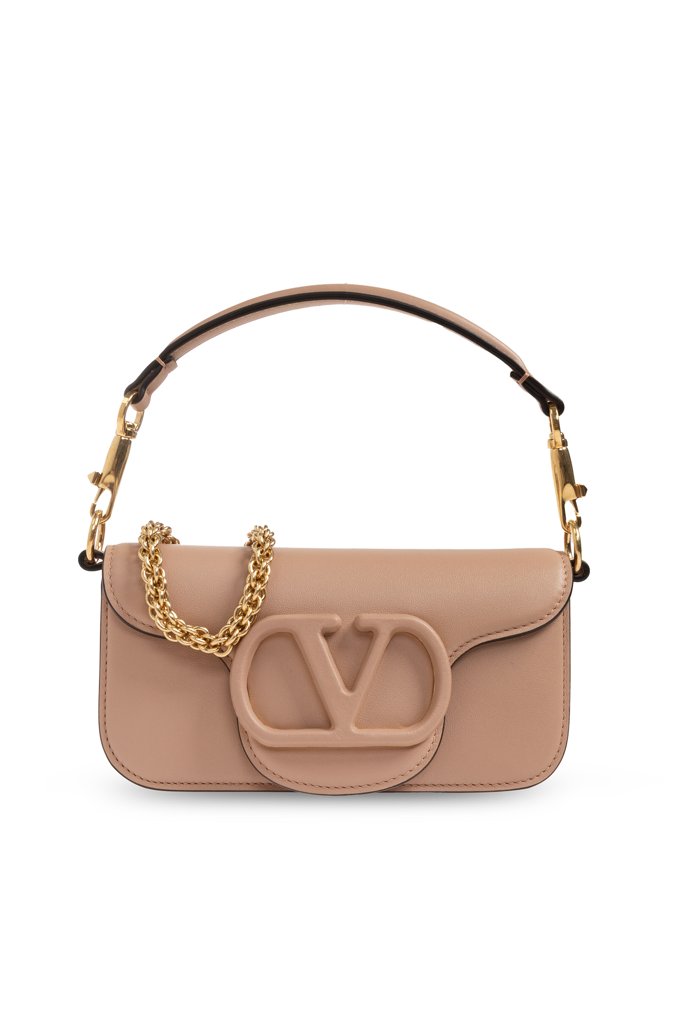 Valentino Garavani Skórzana Torba Z Logo, Kobiety, Różowy