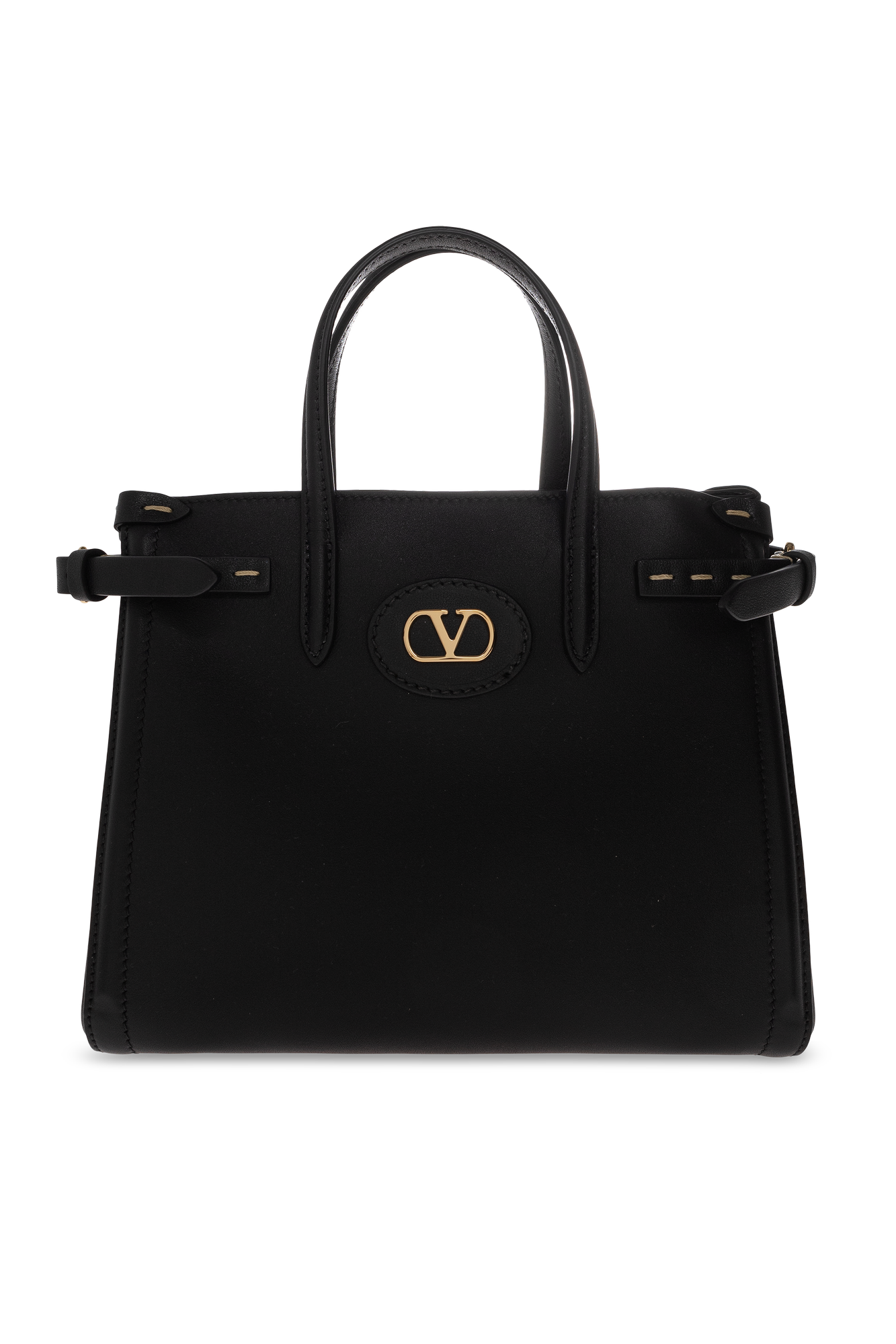 Valentino Garavani Skórzana Torba Z Logo, Kobiety, Czarny