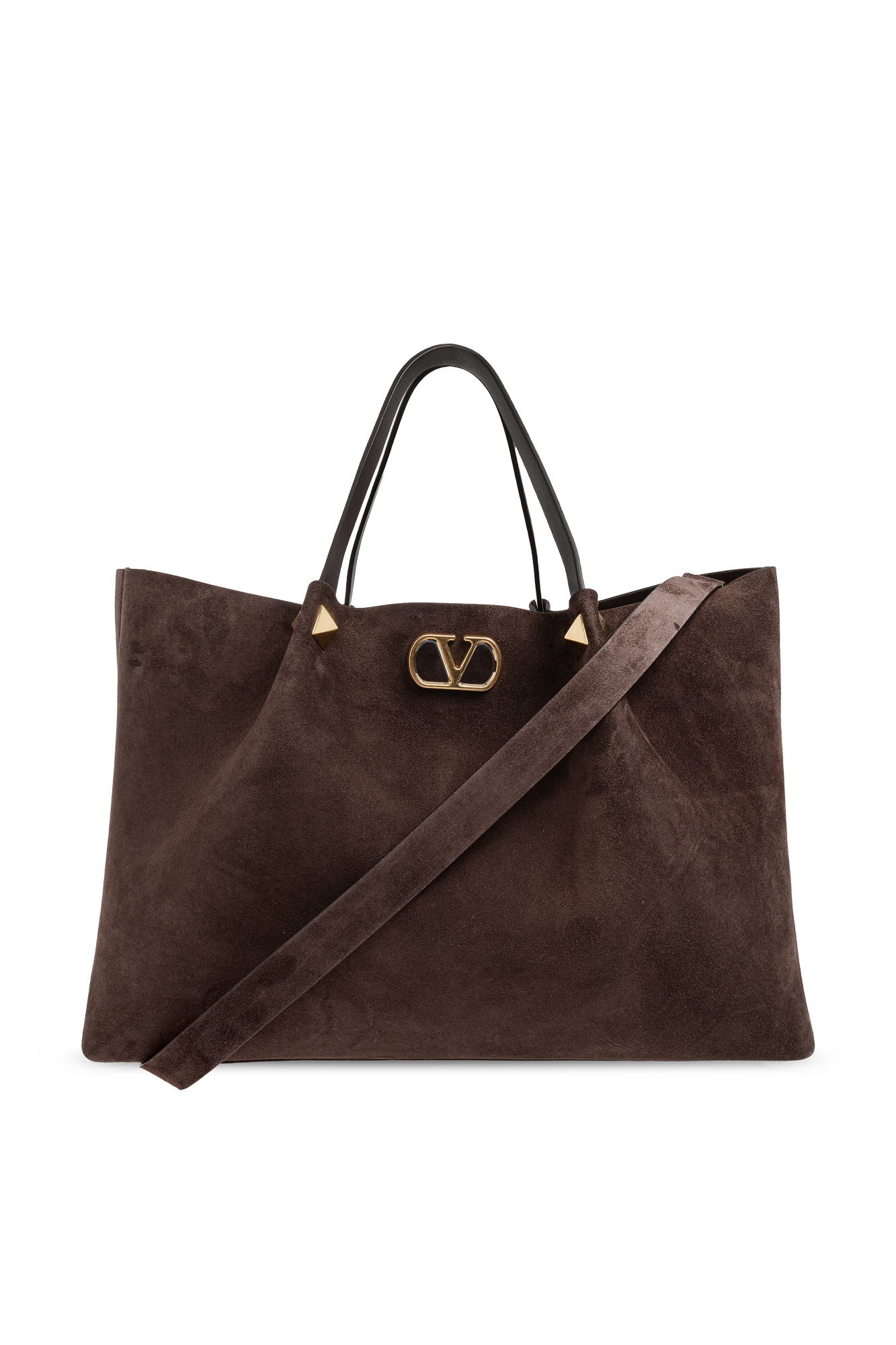 Valentino Garavani Zamszowa Torba Z Logo, Kobiety, Brązowy