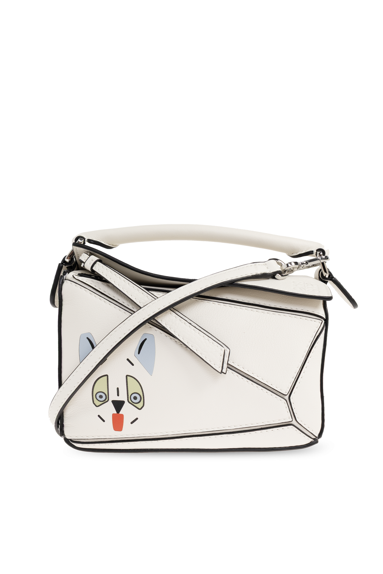 Loewe Torba Do Ręki ‘Puzzle Futurist Cat Mini’, Kobiety, Biały