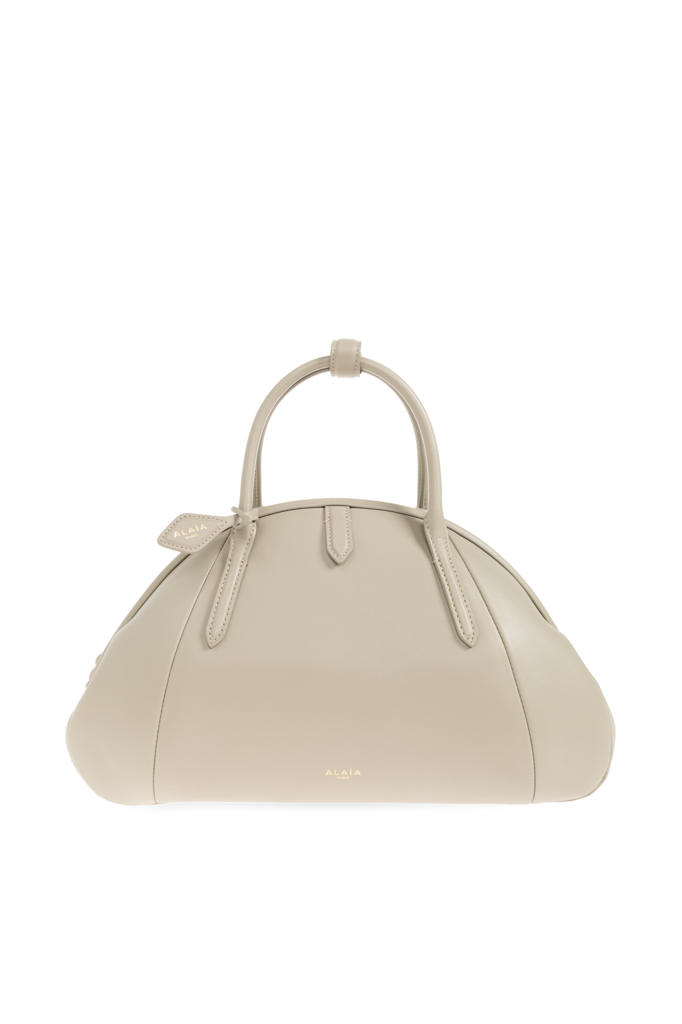 Alaïa Skórzana Torba Do Ręki Z Logo, Kobiety, Szary