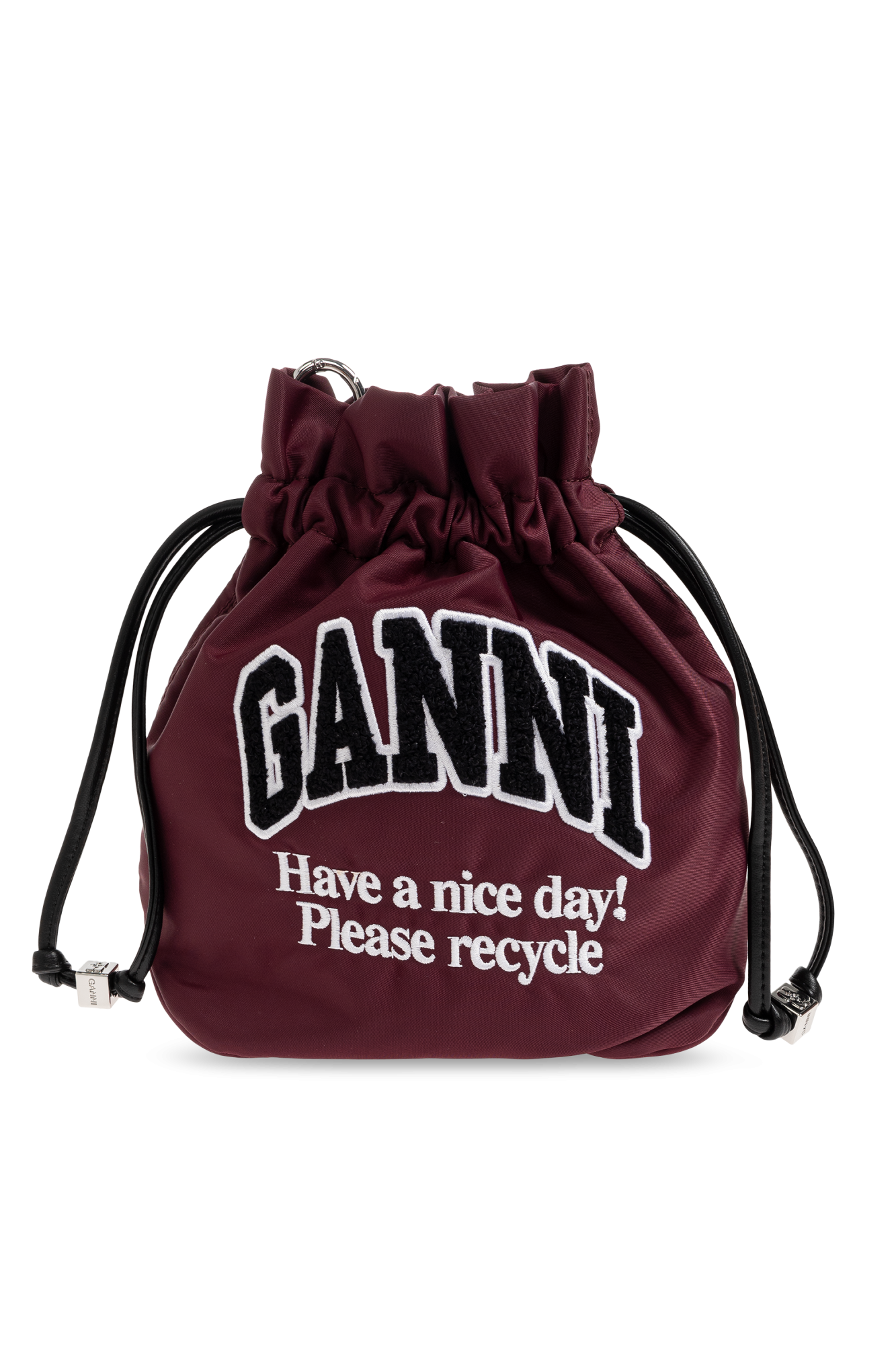 Ganni Torba Z Wyszytym Logo, Kobiety, Bordo