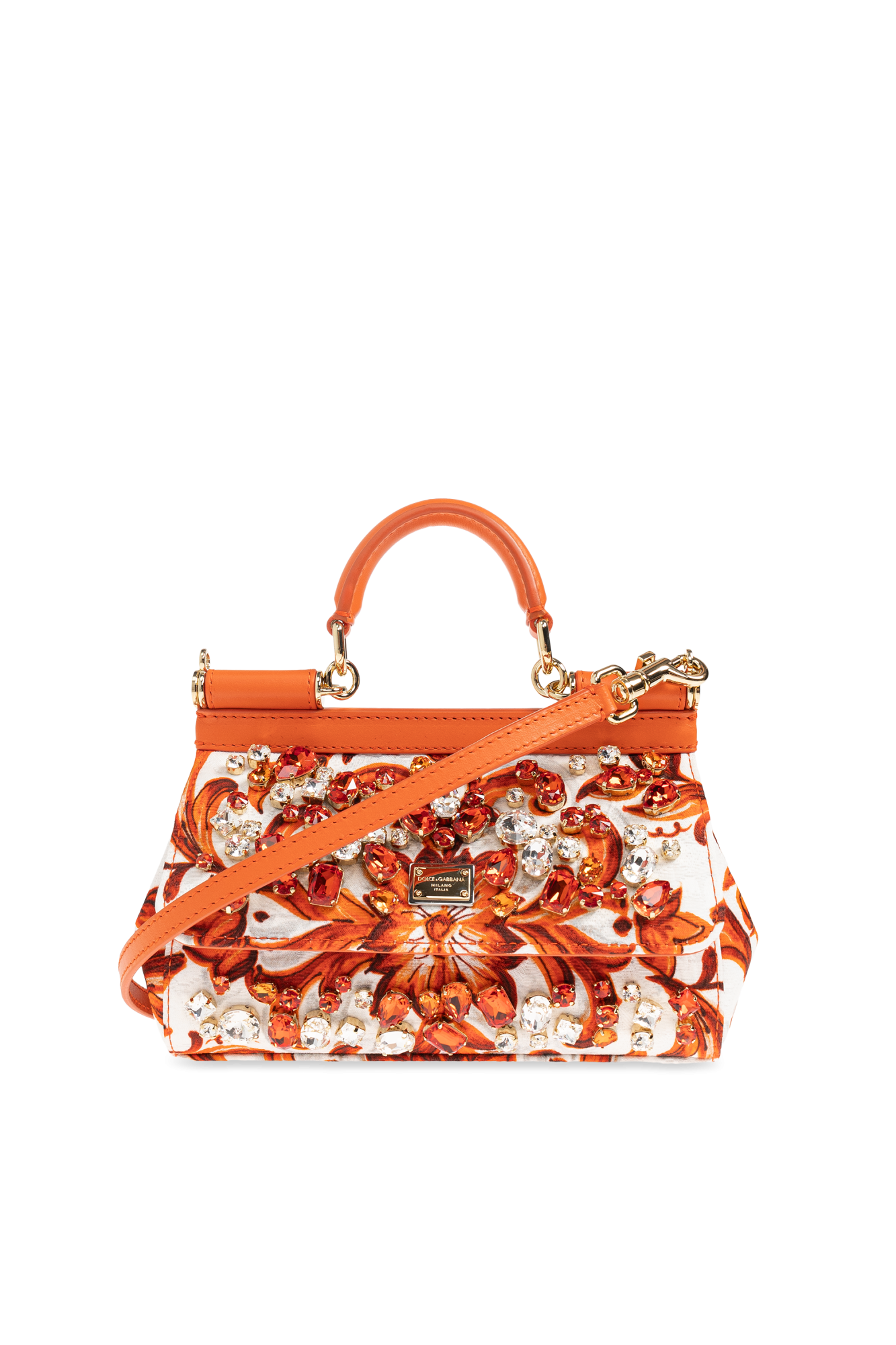 Dolce & Gabbana Torba `Sicily Mini` Z Nadrukiem `Maiolica`, Kobiety, Pomarańczowy