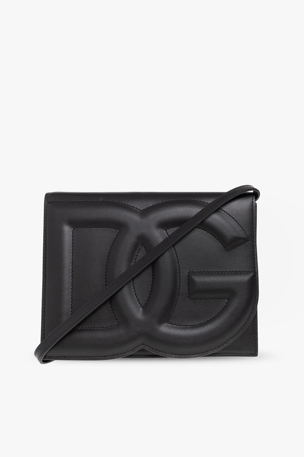 Dolce & Gabbana Skórzana Torba Na Ramię Z Logo, Kobiety, Czarny