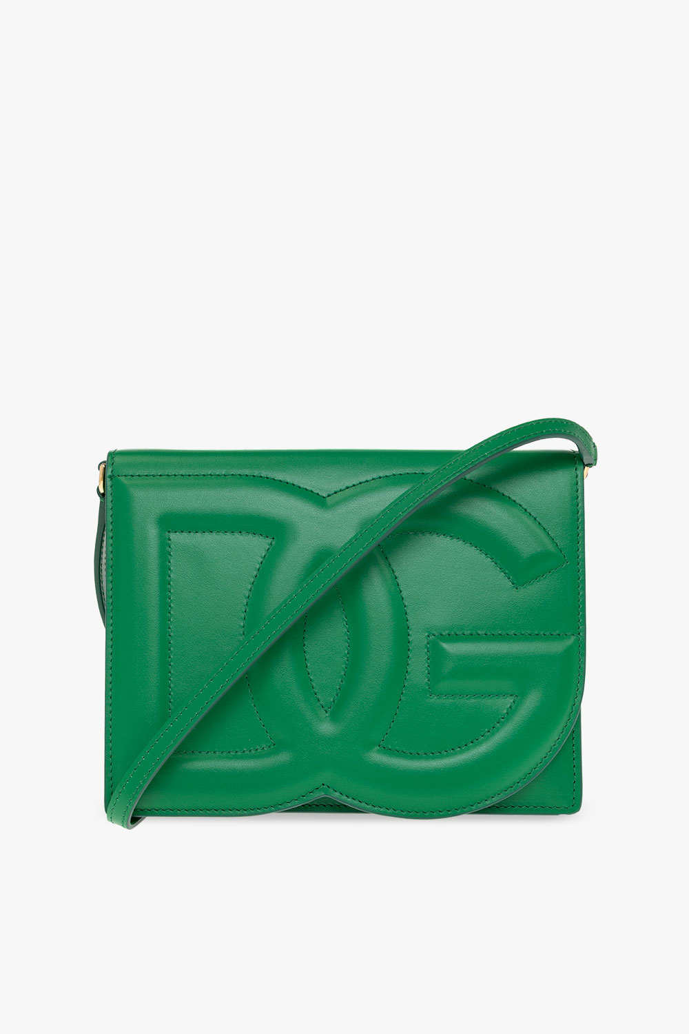 Dolce & Gabbana Skórzana Torba Na Ramię Z Logo, Kobiety, Zielony