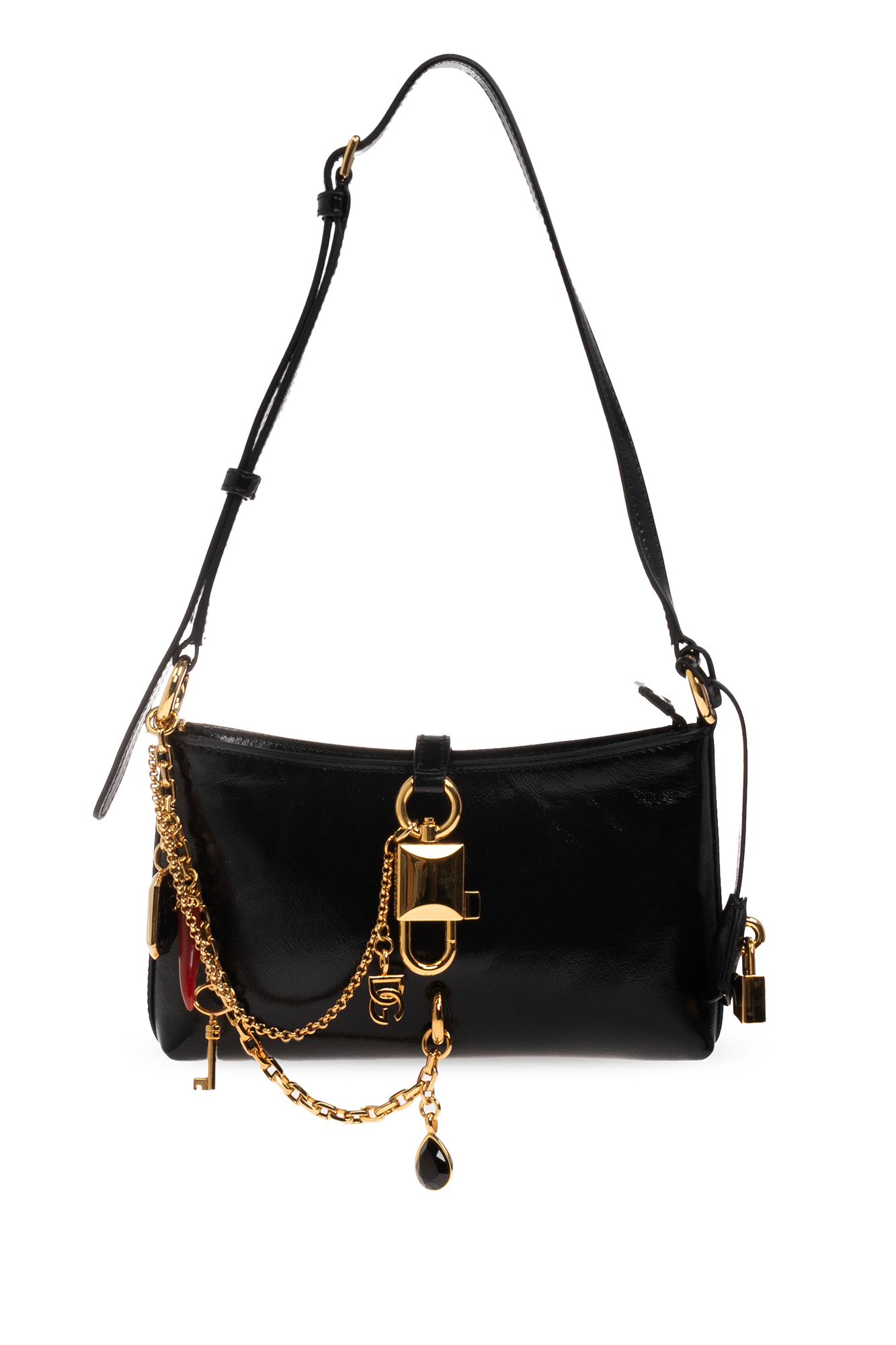 Dolce & Gabbana Skórzana Torba Z Logo, Kobiety, Czarny