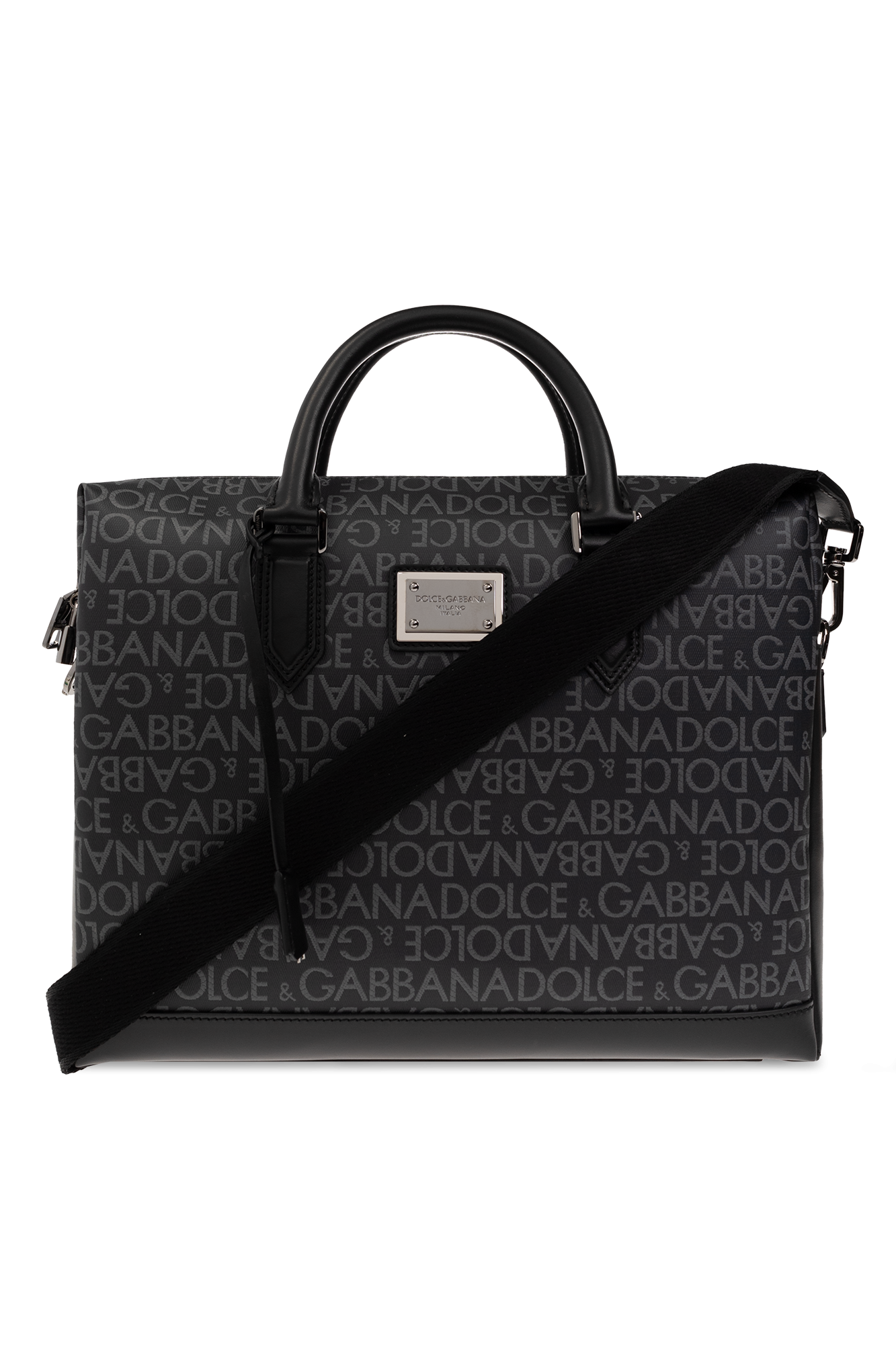 Dolce & Gabbana Aktówka Z Monogramem, Mężczyźni, Czarny