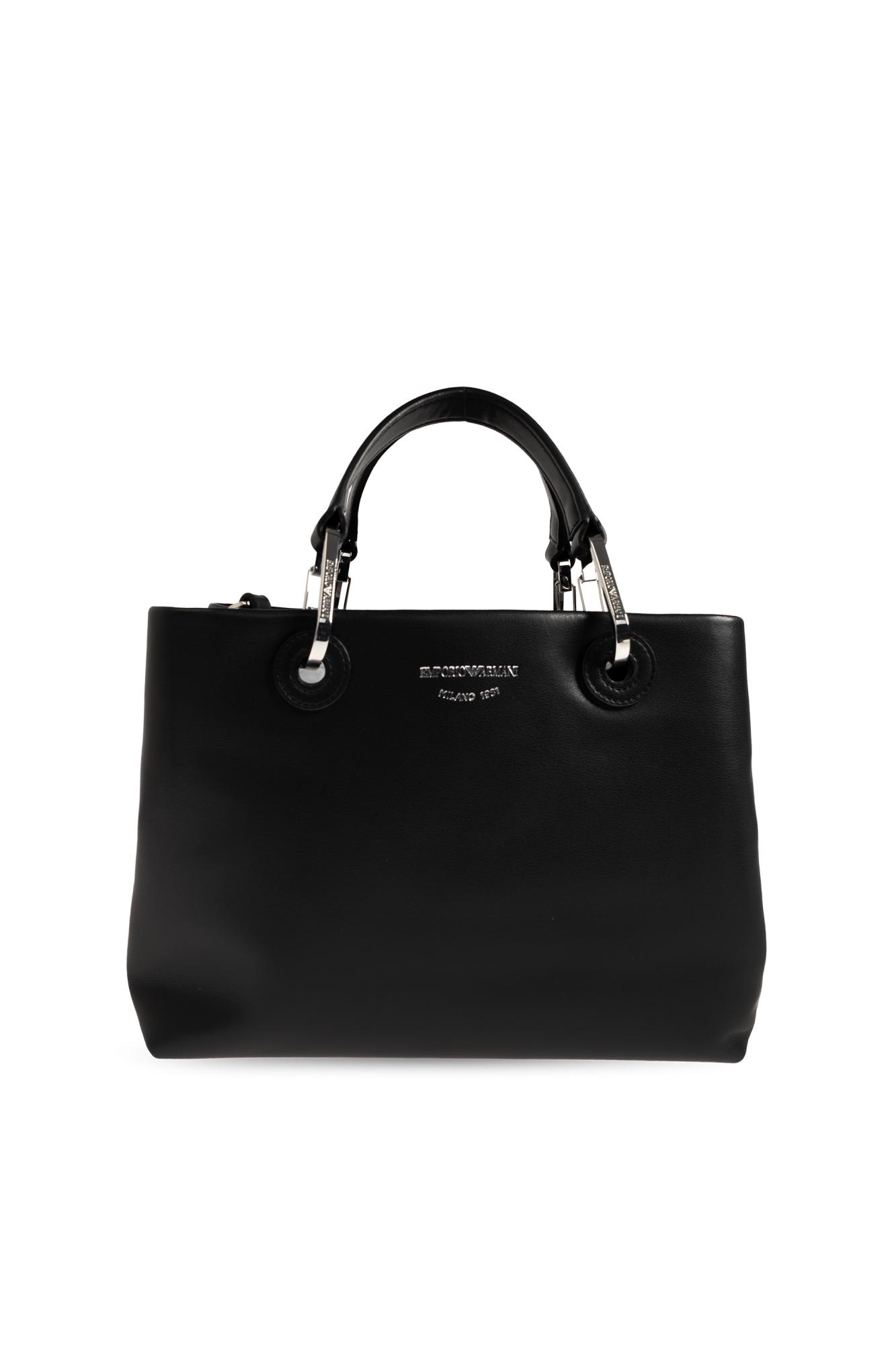 Emporio Armani Skórzana Torba Do Ręki, Kobiety, Czarny