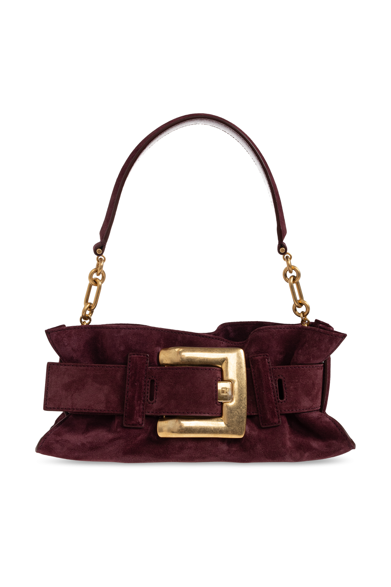 Balmain Zamszowa Torba `Anthem Mini`, Kobiety, Bordo