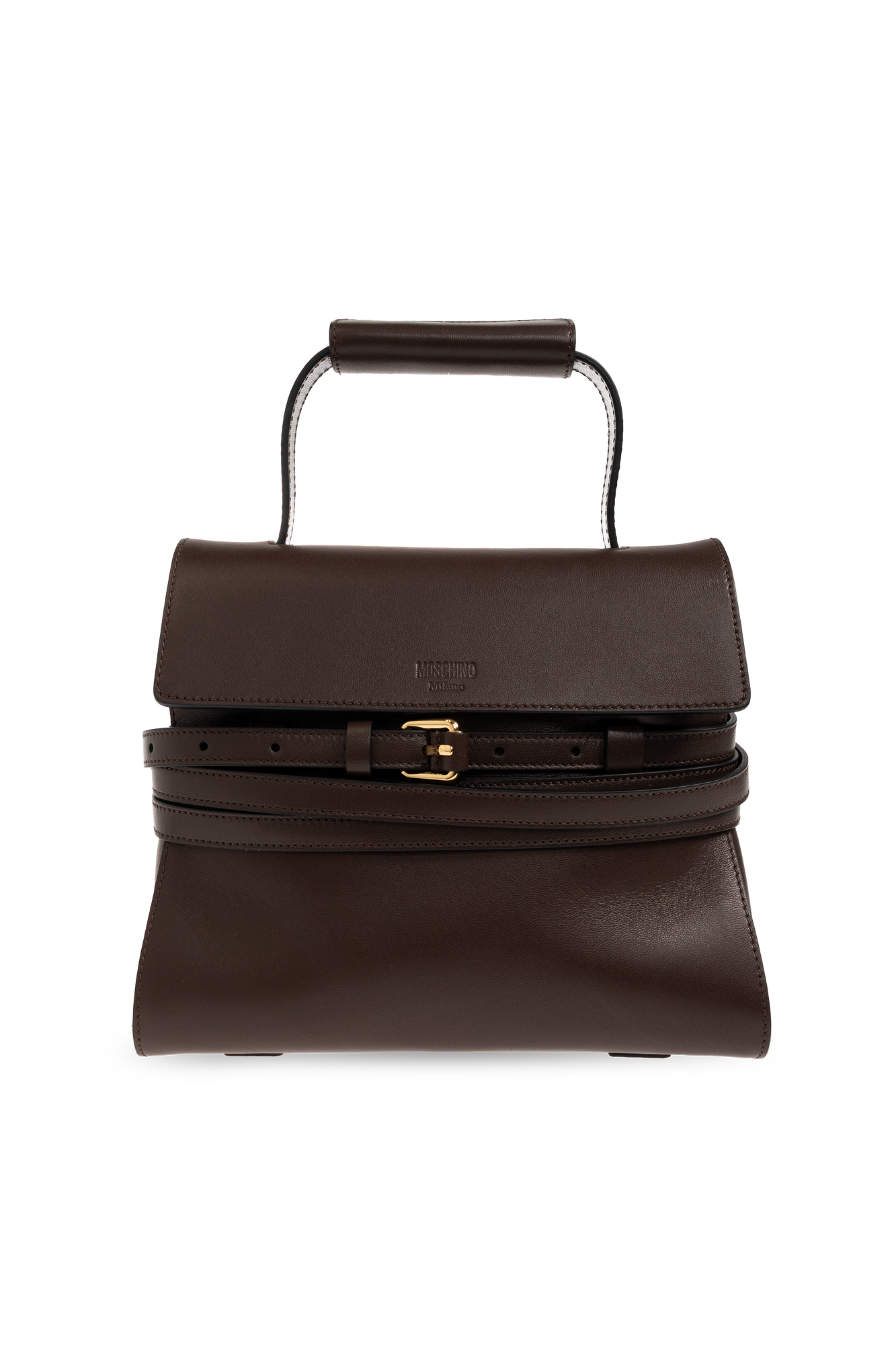 Moschino Skórzana Torba `Tie Me`, Kobiety, Brązowy