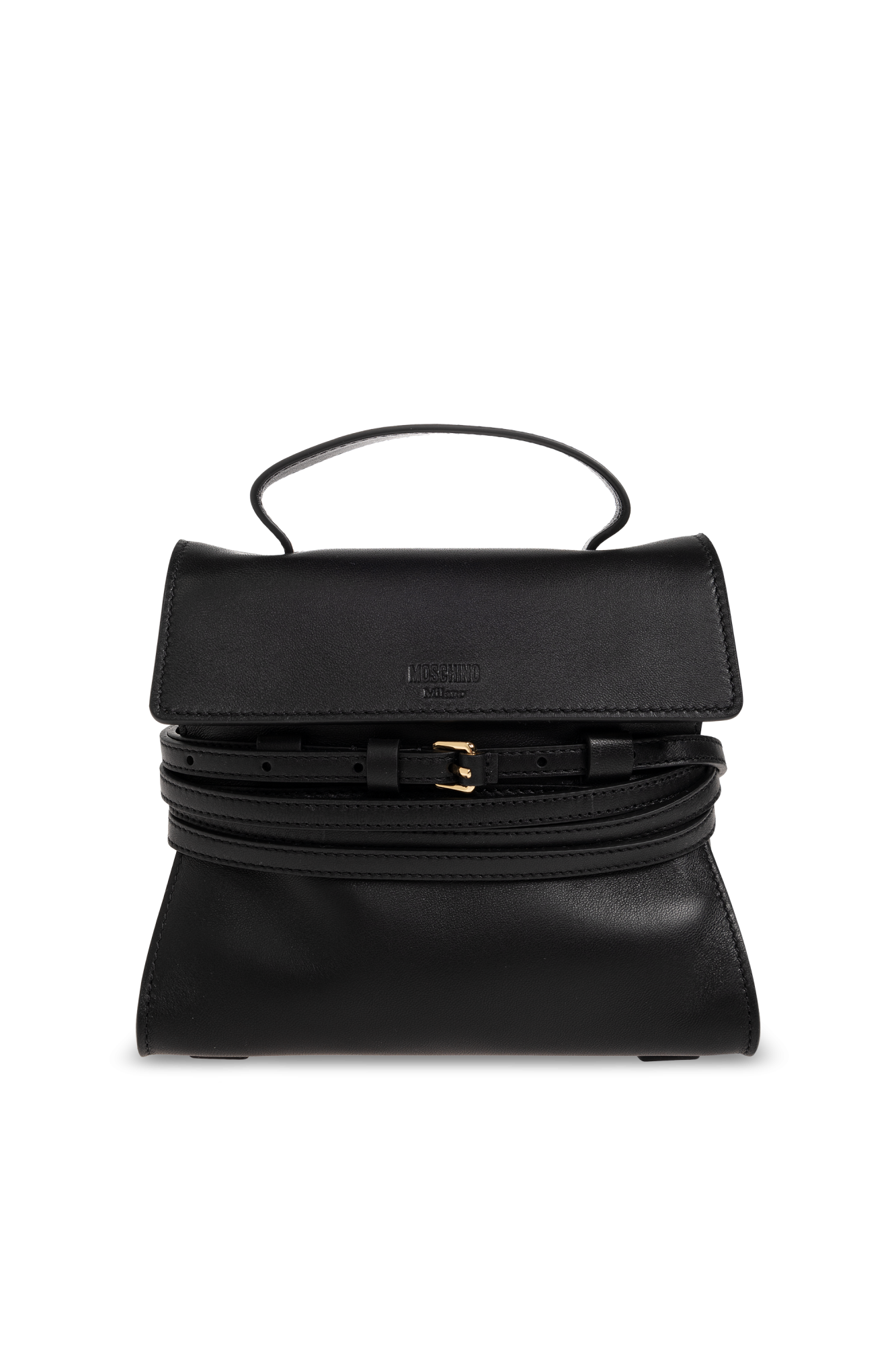 Moschino Skórzana Torba `Tie Me`, Kobiety, Czarny