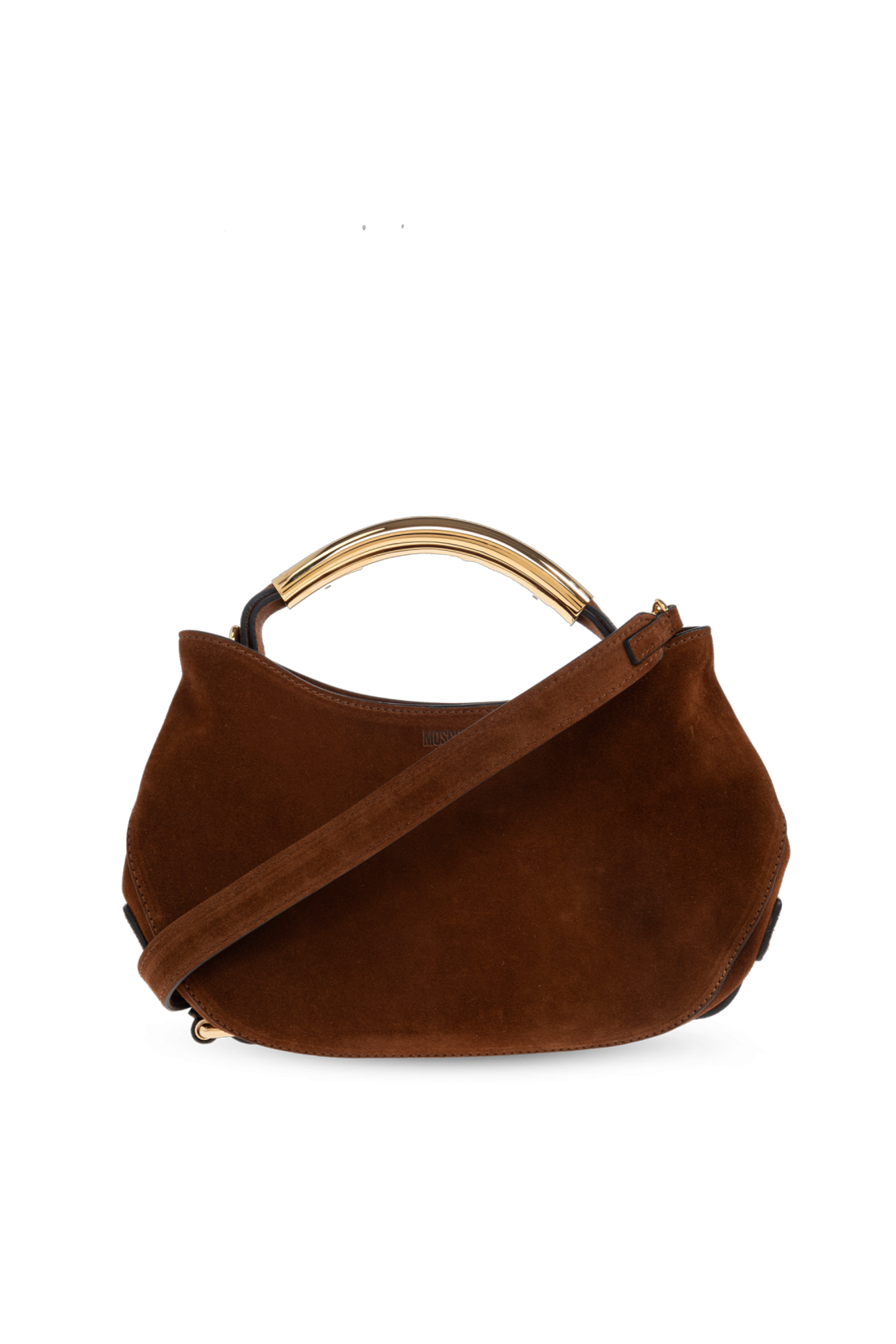 Moschino Zamszowa Torba Do Ręki, Kobiety, Brązowy