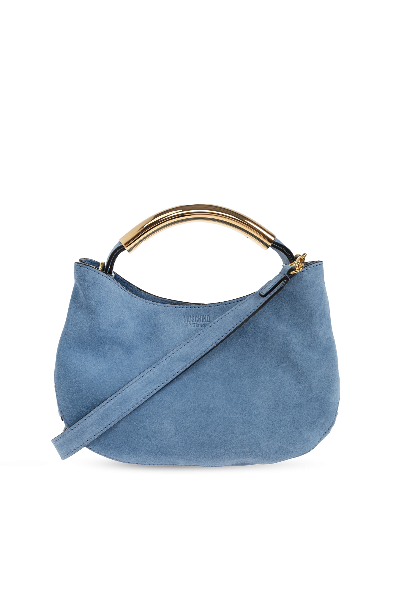 Moschino Zamszowa Torba, Kobiety, Niebieski