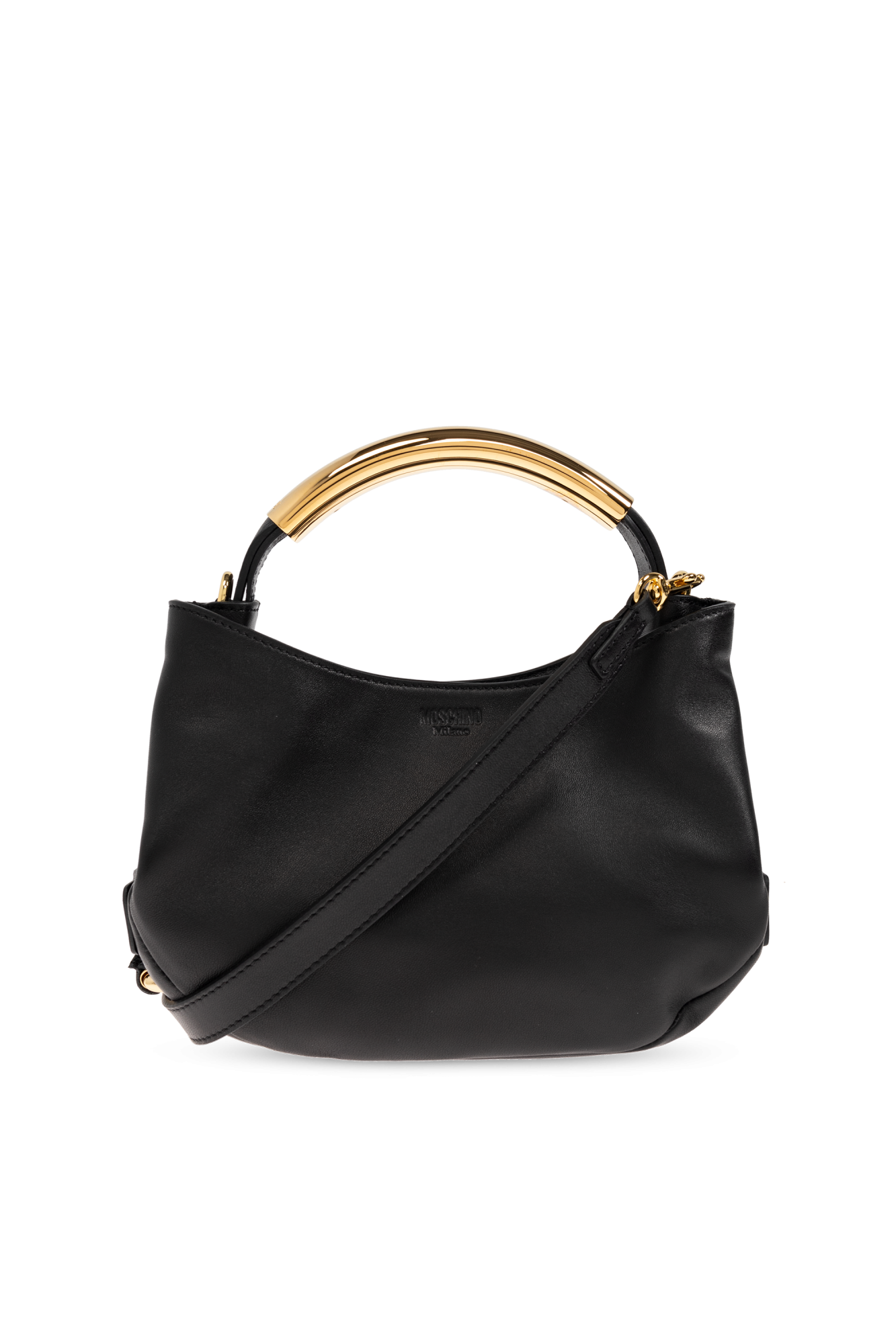 Moschino Skórzana Torba Do Ręki, Kobiety, Czarny
