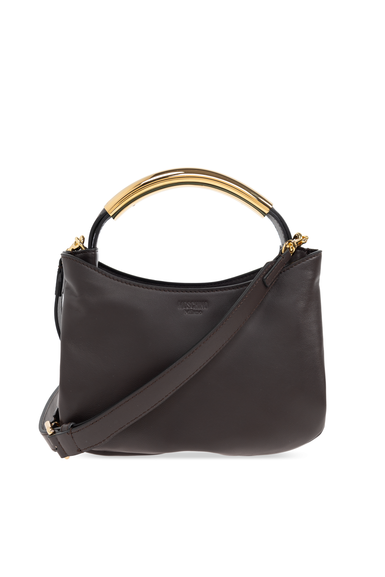 Moschino Skórzana Torba Do Ręki, Kobiety, Brązowy