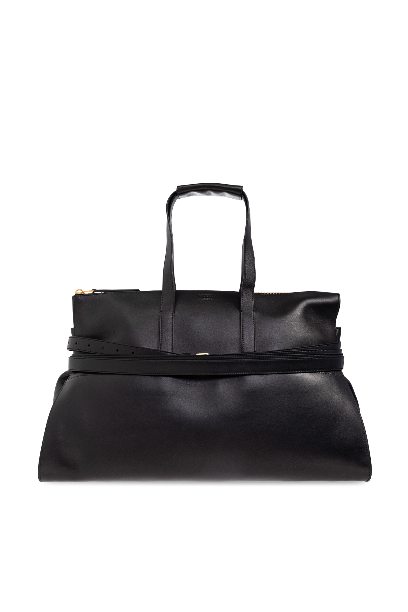 Moschino Skórzana Torba Typu `shopper`, Mężczyźni, Czarny