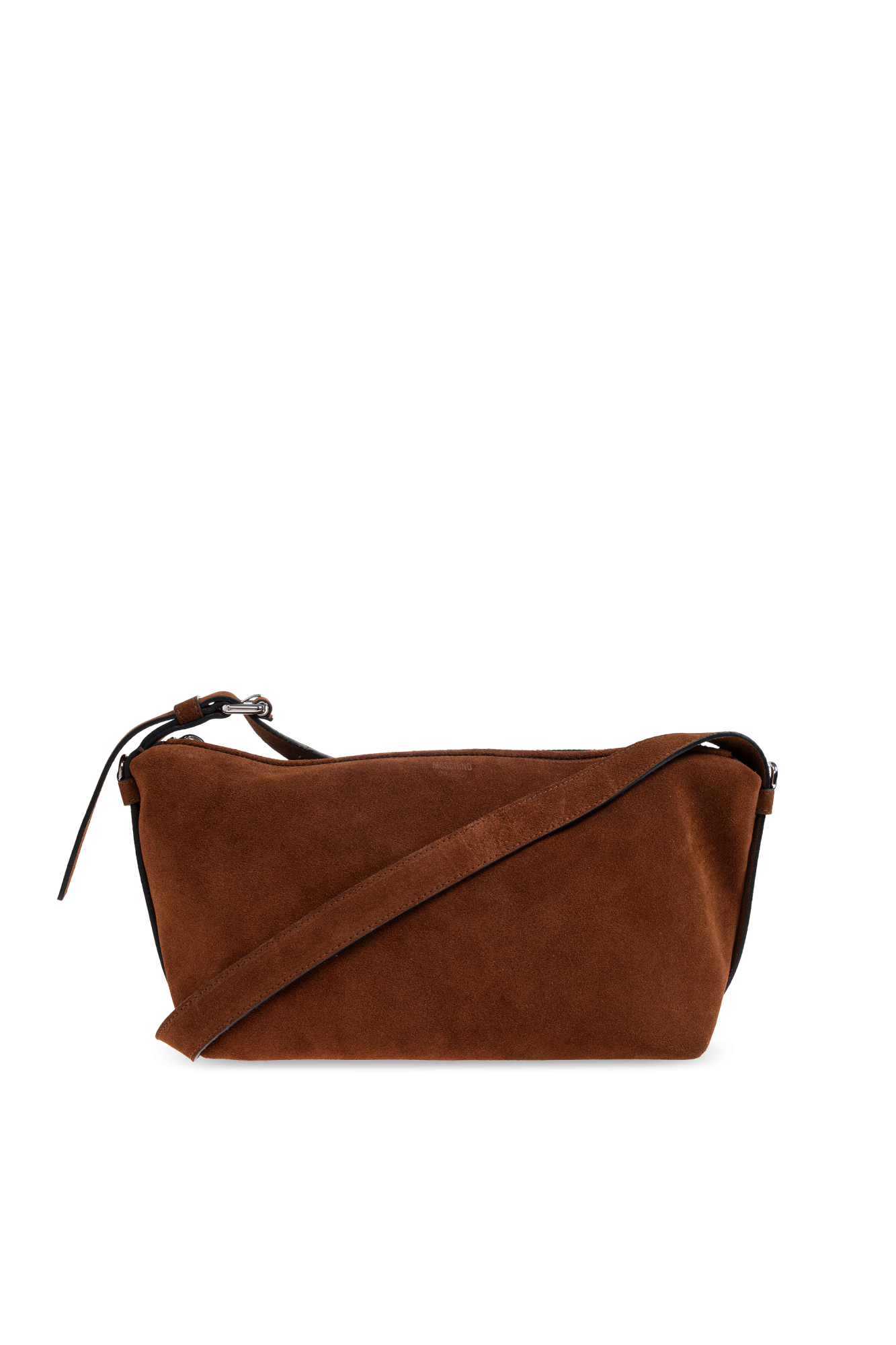 Moschino Zamszowa Torba Na Ramię, Mężczyźni, Brązowy