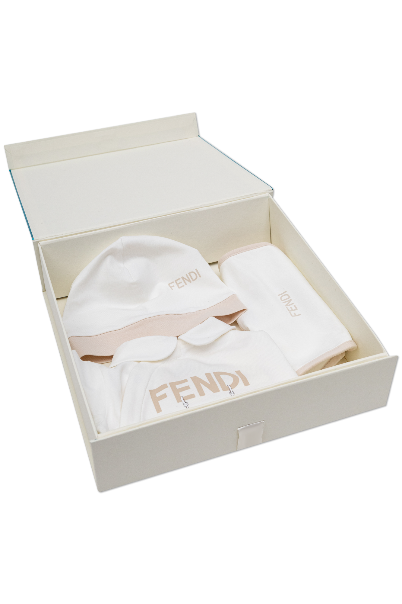 Fendi Kids Zestaw Niemowlęcy: Pajacyk, Czapka I śliniak, Unisex, Biały