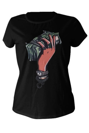 Preciosa Ocasional De La Historieta Cuello Redondo Impreso Negro Camiseta