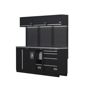 Arredamento modulare in lamiera SOGI ARR-OFF-2040 per officina e garage - piano in acciaio inox - 2040x466x2000 mm