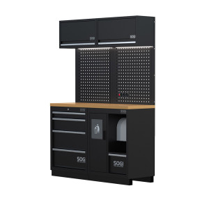 Arredamento modulare per officina e garage SOGI ARR-OFF-1360-L - piano in legno - 1360x465x2000 mm