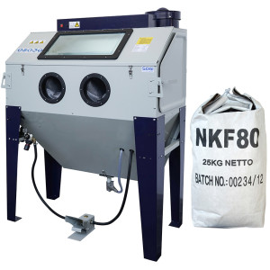 Sabbiatrice SOGI S-120 cabina di sabbiatura + sacco 25 kg di corindone grana 80 allumina