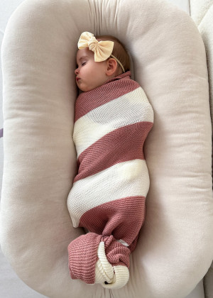 Kocyk bambusowy COZY STRIPE 50%bambus 50% bawełna 80×100cm