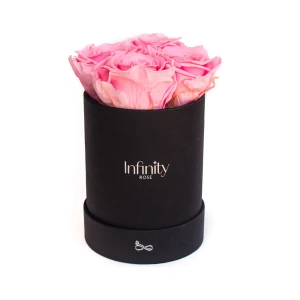 Jasnoróżowe wieczne róże średni czarny flower box Infinity Rose