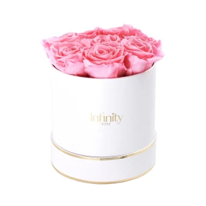 Jasnoróżowe wieczne róże biały duży flower box Infinity Rose
