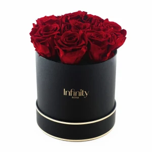 Czerwone wieczne róże czarny duży flower box Infinity Rose - Royal Red