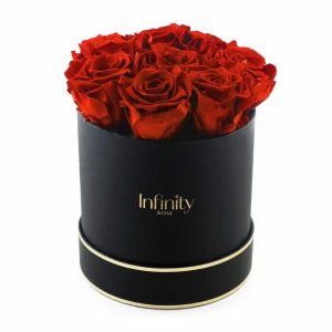 Czerwone wieczne róże czarny duży flower box Infinity Rose - Vibrant Red