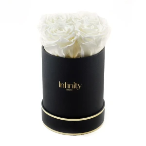 Białe wieczne róże czarny średni flower box Infinity Rose