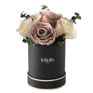 Black Sand - flower box Infinity Rose wieczne róże z eukaliptusem